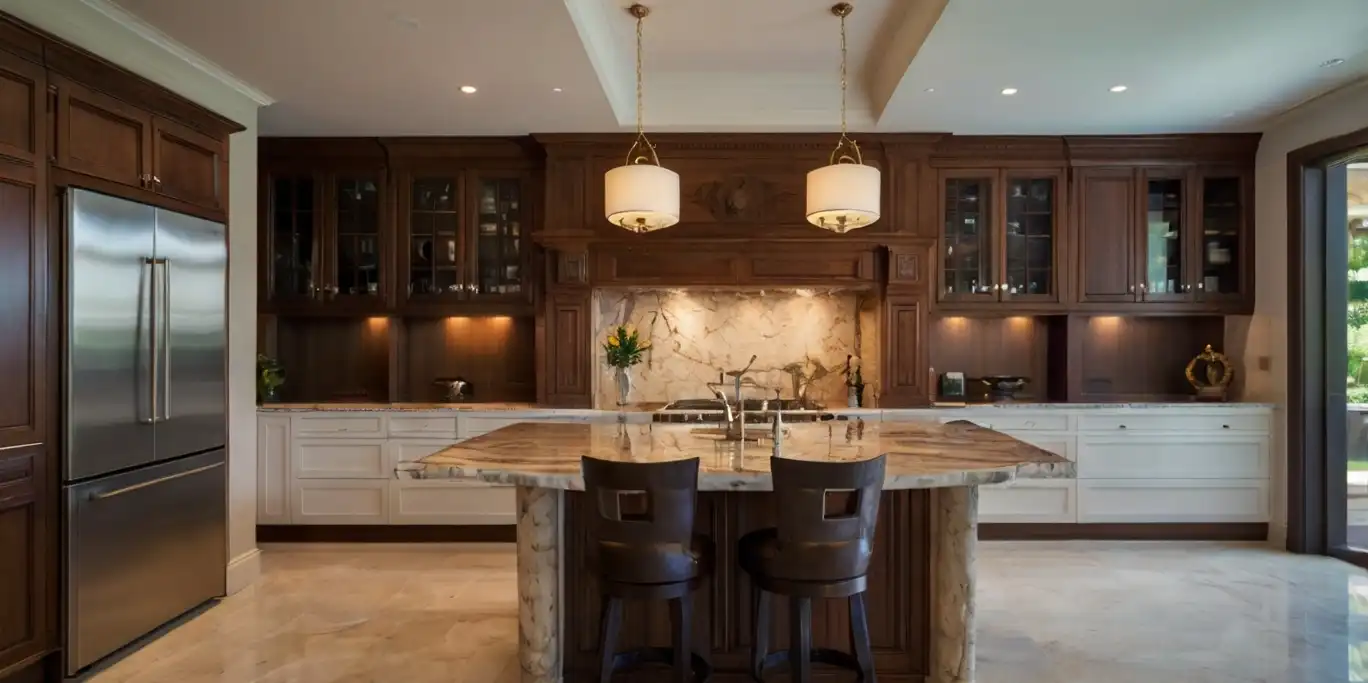 A beautifully arranged luxury kitchen tool set on a marble countertop