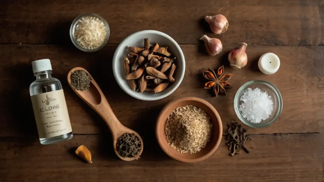 A clean and inviting flat-lay image of Natural Remedies for Infected Tooth