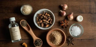 A clean and inviting flat-lay image of Natural Remedies for Infected Tooth