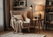 A cozy bedroom corner with a stylish reading chair for Bedroom