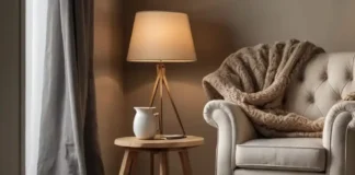 A cozy reading nook featuring Floor Lamp for Reading Chair