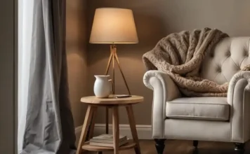 A cozy reading nook featuring Floor Lamp for Reading Chair
