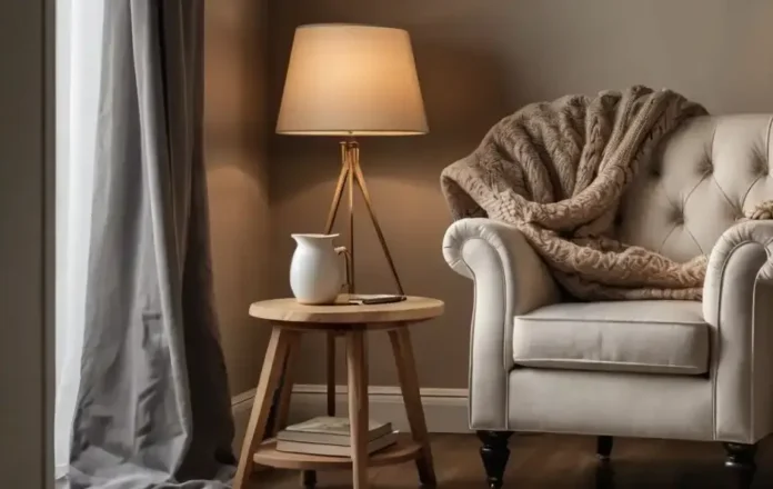 A cozy reading nook featuring Floor Lamp for Reading Chair
