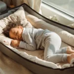 Best Toddler Travel Beds: Ultimate Guide for Sweet Dreams A cozy travel scene with a toddler peacefully sleeping on a comfortable Toddler Travel Beds