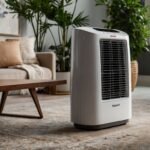 A modern Honeywell portable AC unit placed in a stylish living room