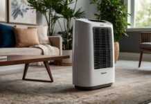 Do I Need to Drain My Honeywell Portable AC Unit? A modern Honeywell portable AC unit placed in a stylish living room