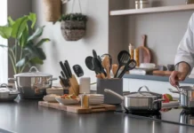 A modern kitchen with Premium Kitchen Tools for Home Chefs