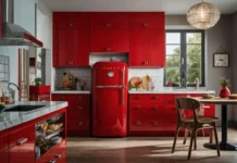 Galanz Retro Fridge: Stylish Refrigeration for Modern Homes A modern kitchen with a Galanz retro fridge