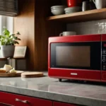 Galanz Red Microwave – Stylish, Powerful & Reliable A stylish Galanz red microwave on a modern kitchen countertop