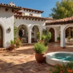 Spanish Mediterranean Homes: Design and Decor Guide A vibrant Spanish Mediterranean Homes-style featuring a white stucco exterior
