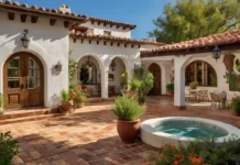 Spanish Mediterranean Homes: Design and Decor Guide A vibrant Spanish Mediterranean Homes-style featuring a white stucco exterior