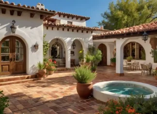 Spanish Mediterranean Homes: Design and Decor Guide A vibrant Spanish Mediterranean Homes-style featuring a white stucco exterior