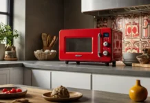 A vibrant kitchen with a sleek Galanz Microwave Ovens