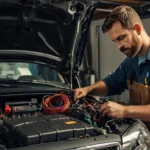 Car Electrical Repair Near Me Guide An illustration of a mechanic working on a Car Electrical Repair Near Me