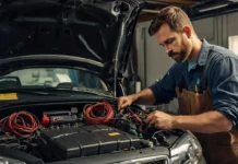 Car Electrical Repair Near Me Guide An illustration of a mechanic working on a Car Electrical Repair Near Me