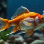Goldfish Carnivore Food: Best Options for Healthy Fish Diet Close-up photo of a vibrant orange and white fancy goldfish actively eating Goldfish Carnivore Food