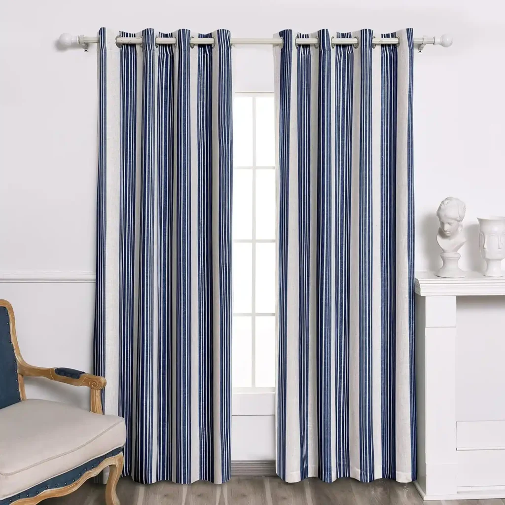 DriftAway Chris Vertical Striped Pattern Linen Blend Lined Thermal Insulated Blackout and Room Darkening Linen Curtains
