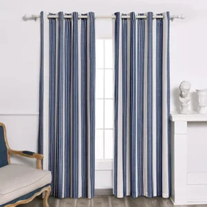 DriftAway Chris Vertical Striped Pattern Linen Blend Lined Thermal Insulated Blackout and Room Darkening Linen Curtains
