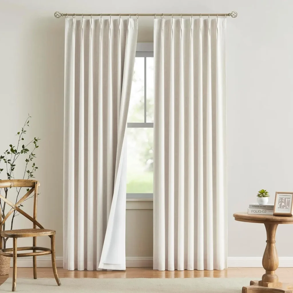 Vision Home Natural Full Blackout Curtains Linen Blended Darkening Window Curtains