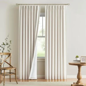 Vision Home Natural Full Blackout Curtains Linen Blended Darkening Window Curtains