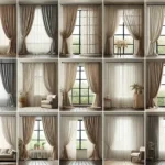 Pure Luxury Linen Curtains: Style & Comfort a collage showcasing different linen curtain styles and colors, creating a cozy minimalist aesthetic.