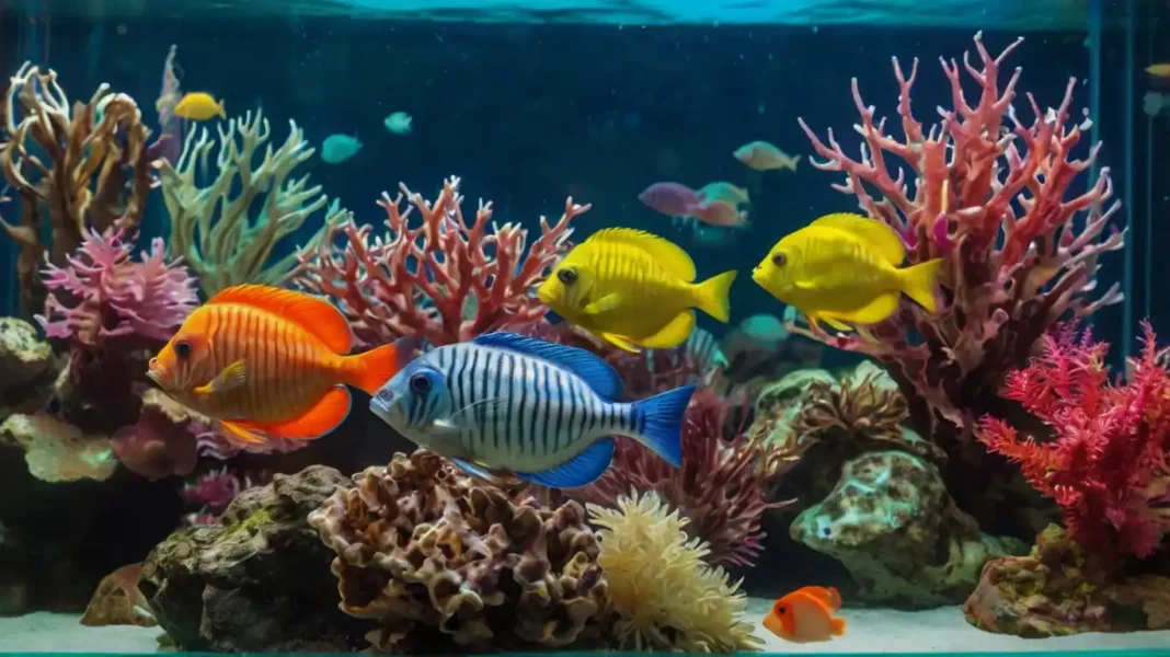 aquarium with colorful carnivorous fish feauturing Carnivore Food for Fish