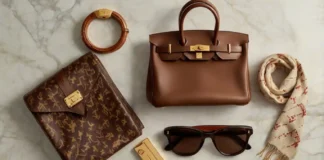 flat lay composition featuringThe Most Costly Clothes Brands