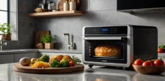 sleek Galanz Air Fryer Microwave on a modern kitchen countertop