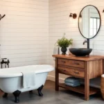 Modern Farmhouse Bathroom Ideas: Rustic Meets Chic A beautifully styled modern farmhouse bathroom ideas