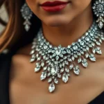 Statement Necklaces: Bold Jewelry to Elevate Your Style A glamorous close-up of a woman wearing a bold statement necklace