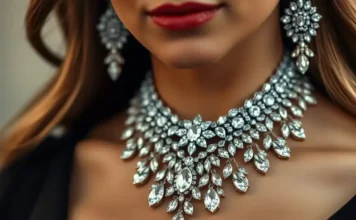 Statement Necklaces: Bold Jewelry to Elevate Your Style A glamorous close-up of a woman wearing a bold statement necklace