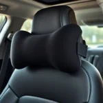 A high-quality image featuring a sleek black Aukee car headrest pillow review