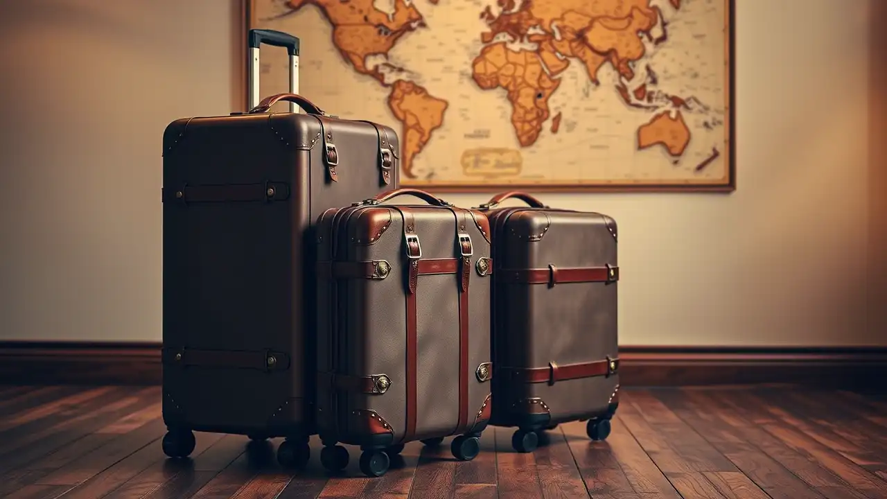 A luxurious vintage luggage set with studded accents