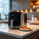 Galanz Microwave Air Fryer: 2-in-1 Cooking Made Easy A modern kitchen with a sleek Galanz microwave air fryer on the countertop
