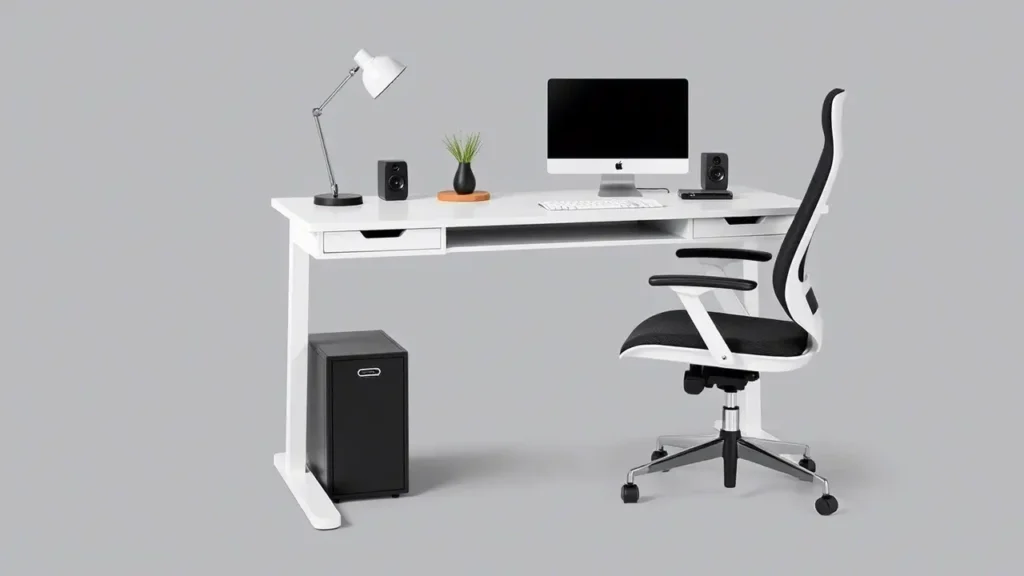 Top 10 Minimalist Small Home Office Ideas That'll Spark Creativity 2 a stylish small corner standing desk with an ergonomic chair