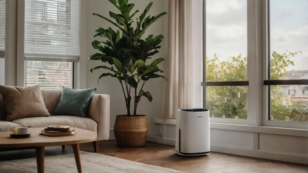 A modern, sleek Self-Evaporating Portable AC review in a stylish home setting A modern, sleek Self-Evaporating Portable AC review in a stylish home setting