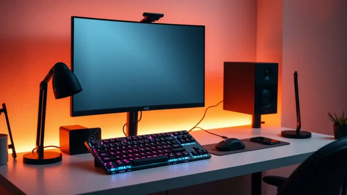 A modern, stylish workspace with cool desktop gadgets