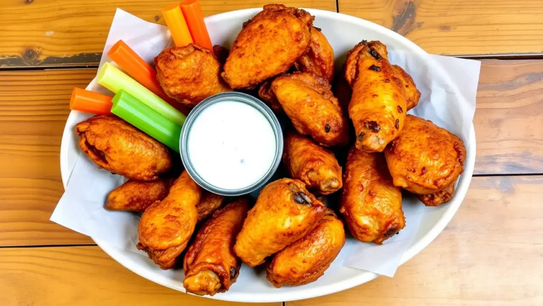 A plate of crispy, golden-brown chicken wings Chicken Wings Recipe