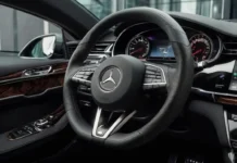A sleek, modern luxury car interior featuring Luxury Air Freshener for Car