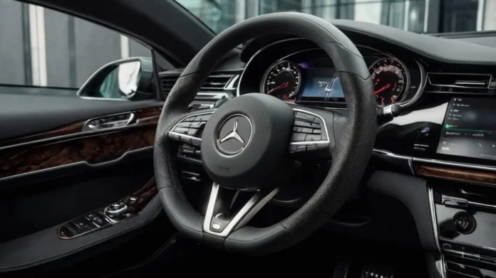 A sleek, modern luxury car interior featuring Luxury Air Freshener for Car