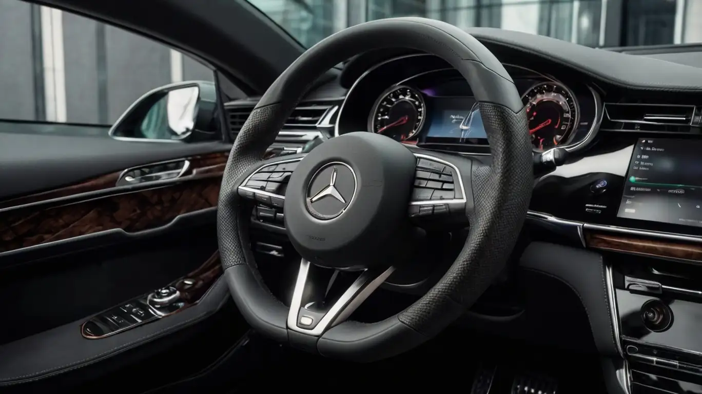 A sleek, modern luxury car interior featuring Luxury Air Freshener for Car