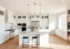 A spacious, modern high-end kitchen featuring a sleek kitchen