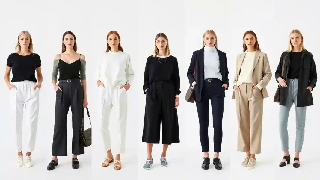 A stylish flat lay of Minimalist Outfit Color Combos