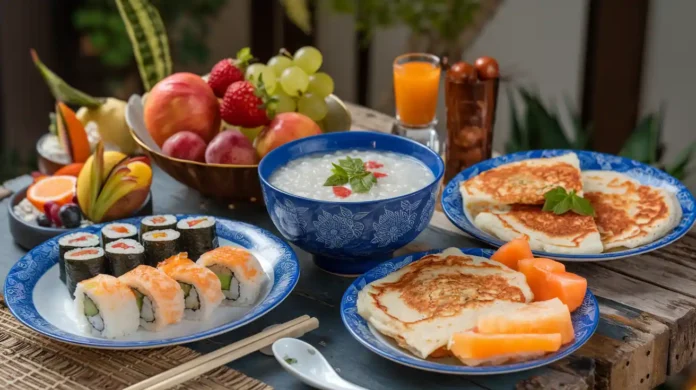 A vibrant Healthy Asian Breakfast 