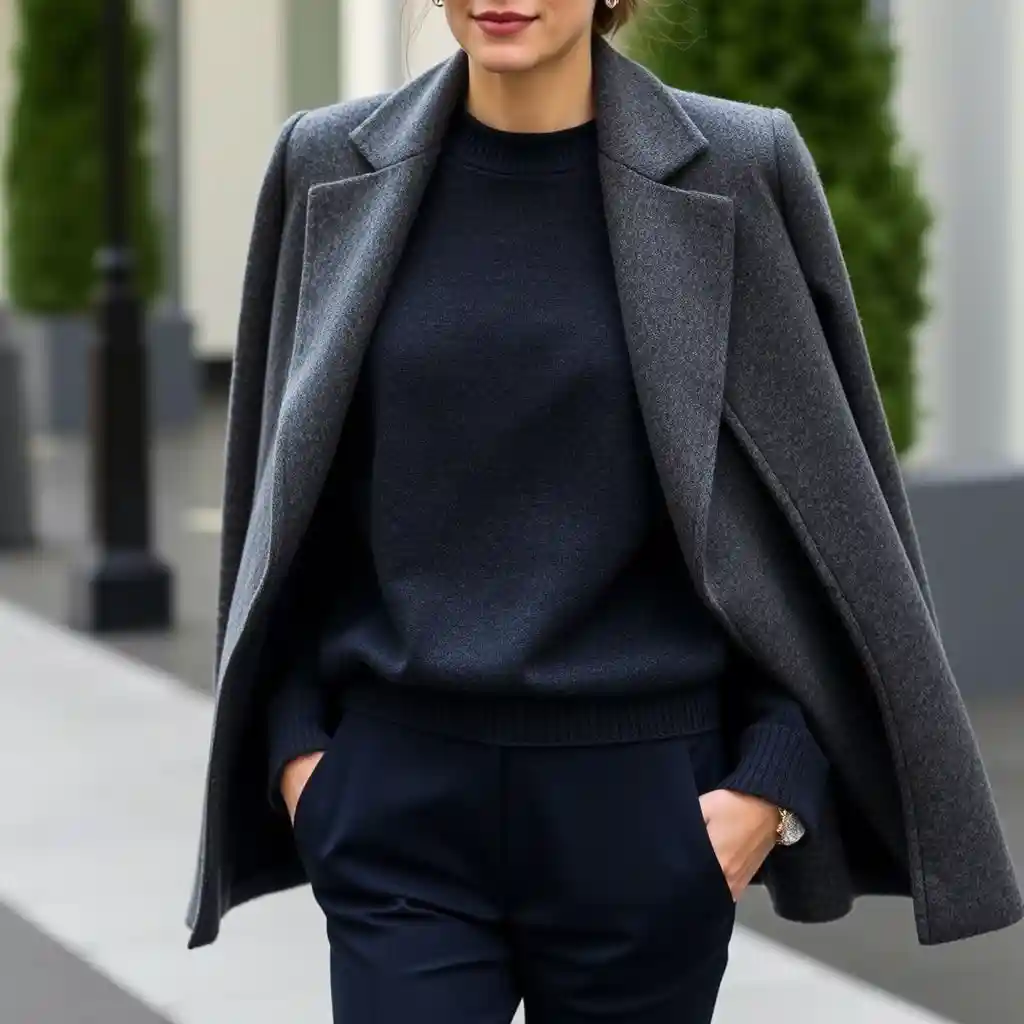 Minimalist Outfit Color Combos for a Timeless Wardrobe 3 Gray + Navy Minimalist Outfit Color Combos