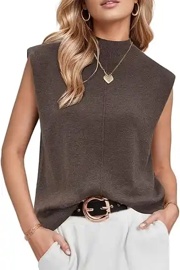Minimalist Outfit Color Combos for a Timeless Wardrobe 1 Wool Blended Mock Neck Sleeveless Sweater