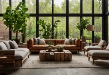 A beautifully designed modern living room showcasing sustainable luxury