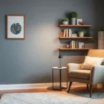 A beautifully styled living room Corner Decor featuring a cozy reading nook with a plush armchair