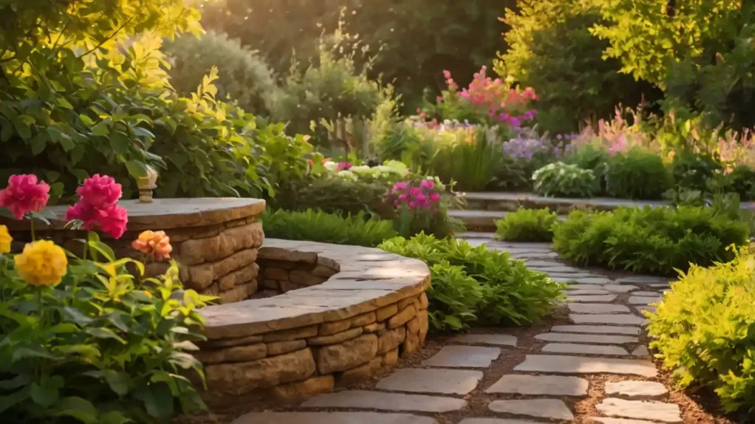 A lush garden featuring the concept of Enhancing Garden with Seasonal Features