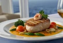 A luxurious outdoor Gourmet Dining at Sea.